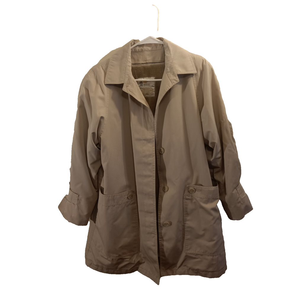 Vintage London Fog Trench Coat Women’s Size 10 Beige Fleece Lined Rain Jacket